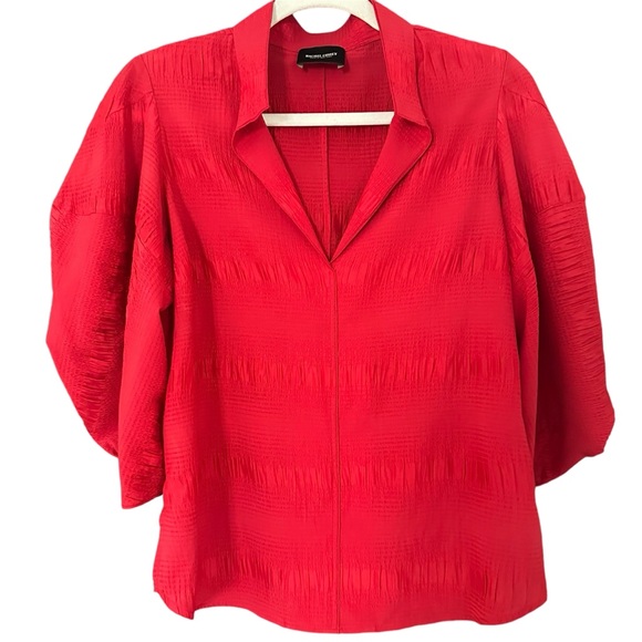 Rachel Comey Amplus Puff Sleeve Red Silk Blouse - Picture 2 of 9